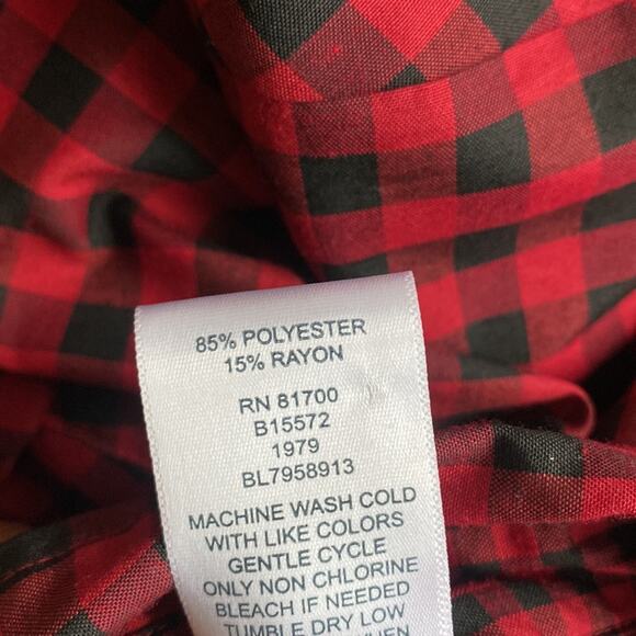 BLAIR Buffalo Plaid Button Down Shirt Womens Sz Medium Red Black Grunge Campcore - Picture 7 of 7